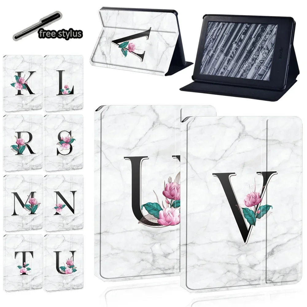 

Kindle Tablet Case for Kindle Paperwhite 5/1/4/3/2/Kindle 10th Gen/Kindle 8th Gen White Marble-patterned Printed Leather Case