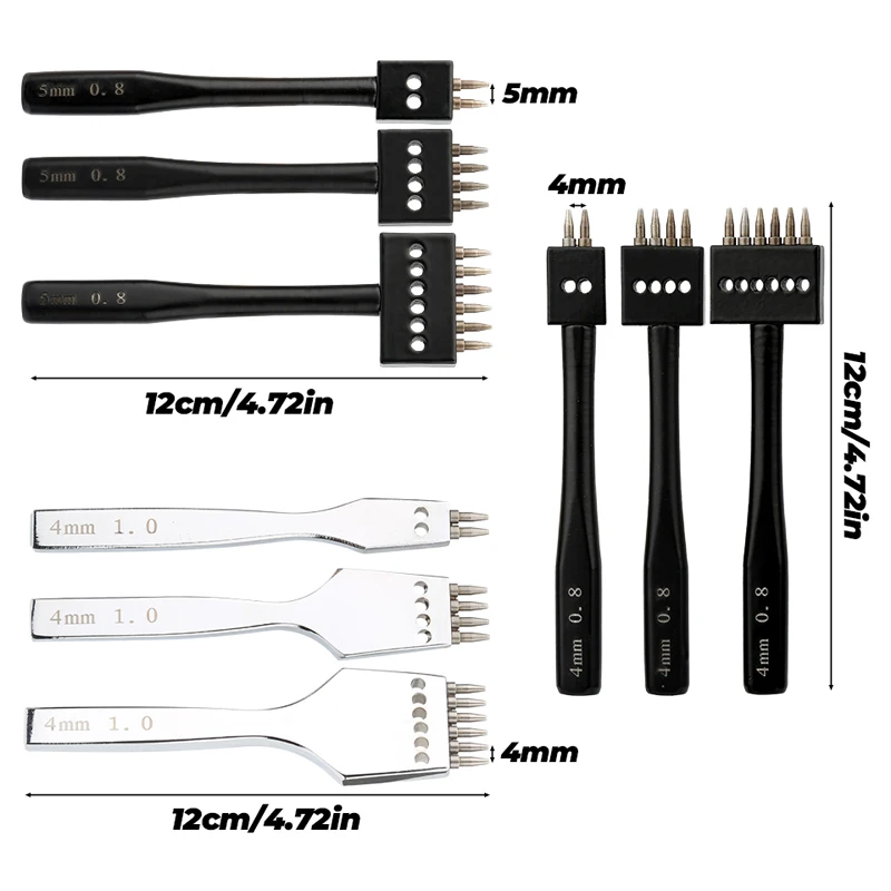 IMZAY 2/4/6 Prongs strumenti di punzonatura del foro in pelle Set in acciaio inox Round Row Punch Drill Leathercraft Hole diametro strumenti Kit