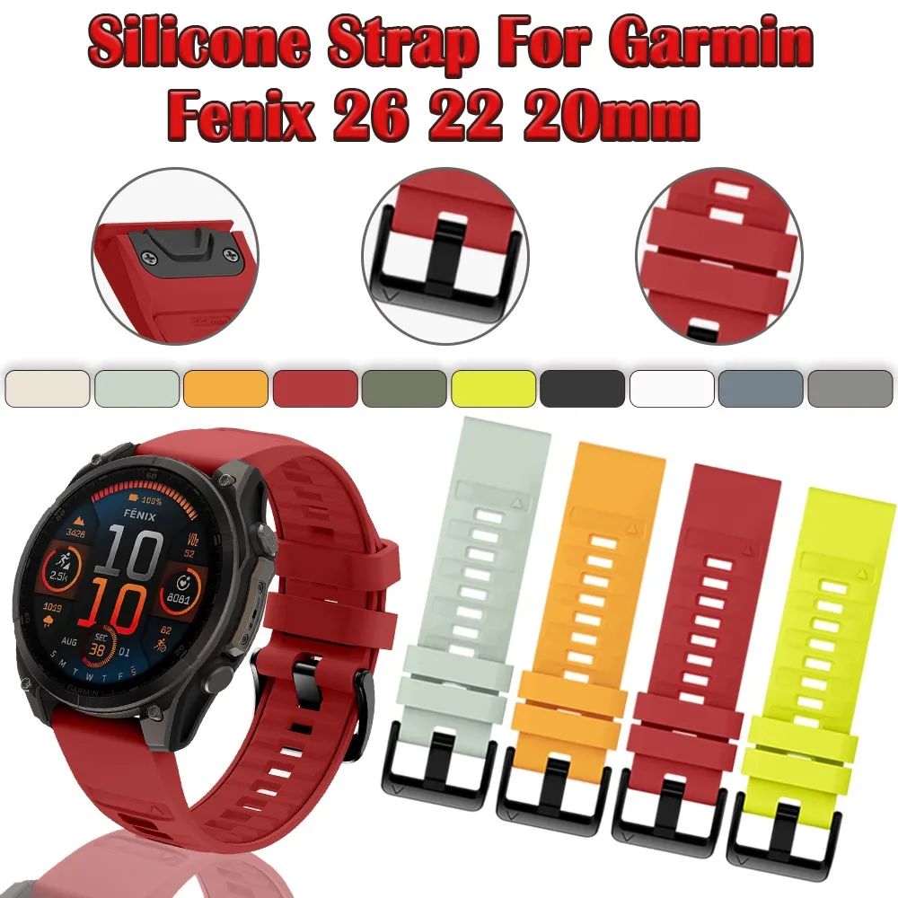 

Мягкий силиконовый ремешок 26/22/20 мм для Garmin Fenix 8/Tactix 8/Enduro3 2/Fenix E 7X 6X, быстросъемный браслет-браслет Garmin Fenxi E