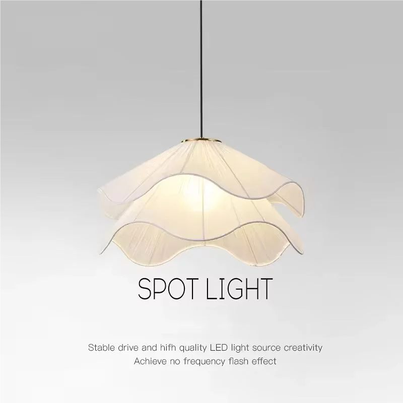 

French Cream Style Nordic Minimalist Luxury Fabric Pendant Light for Dining Room, Living Room, and Bedroom