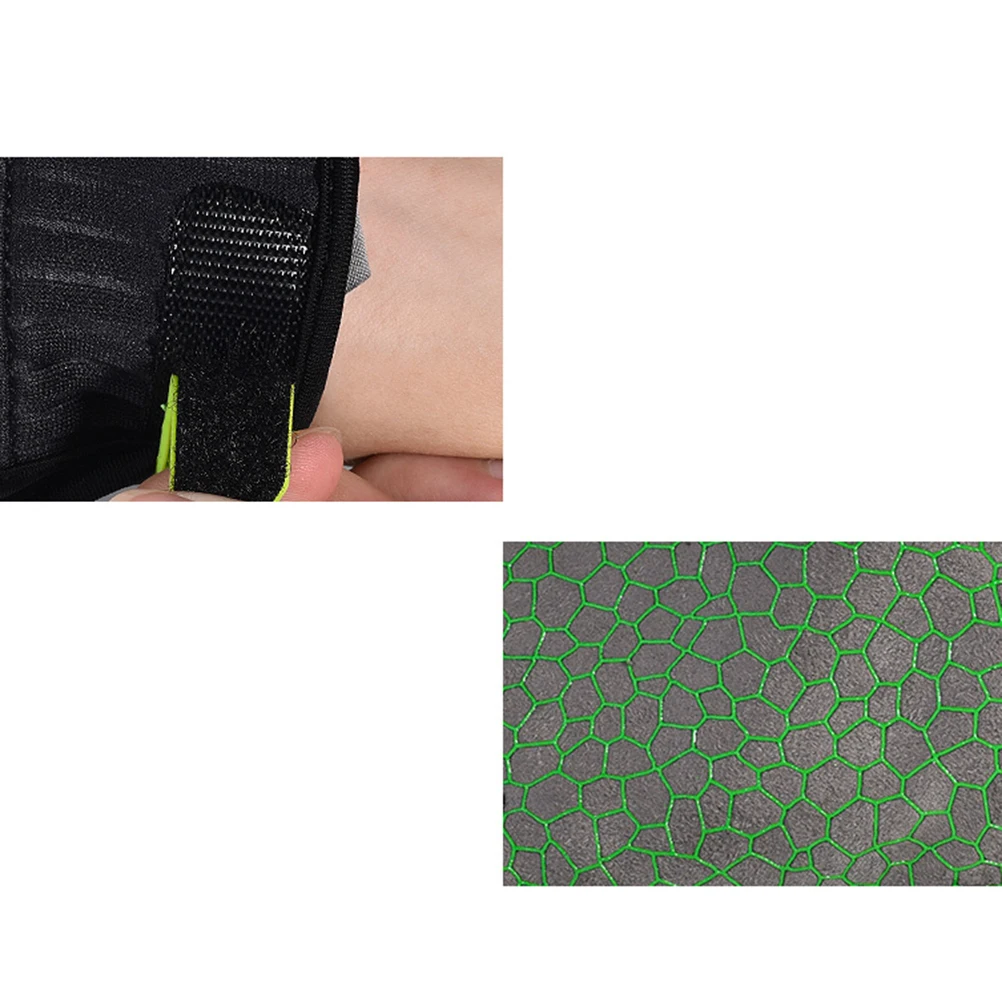 

Professional Bowling Gloves 3-Fingers Exposure Right Hand Green Anti-Slip Silicone Pattern Durable Material Wrist Support