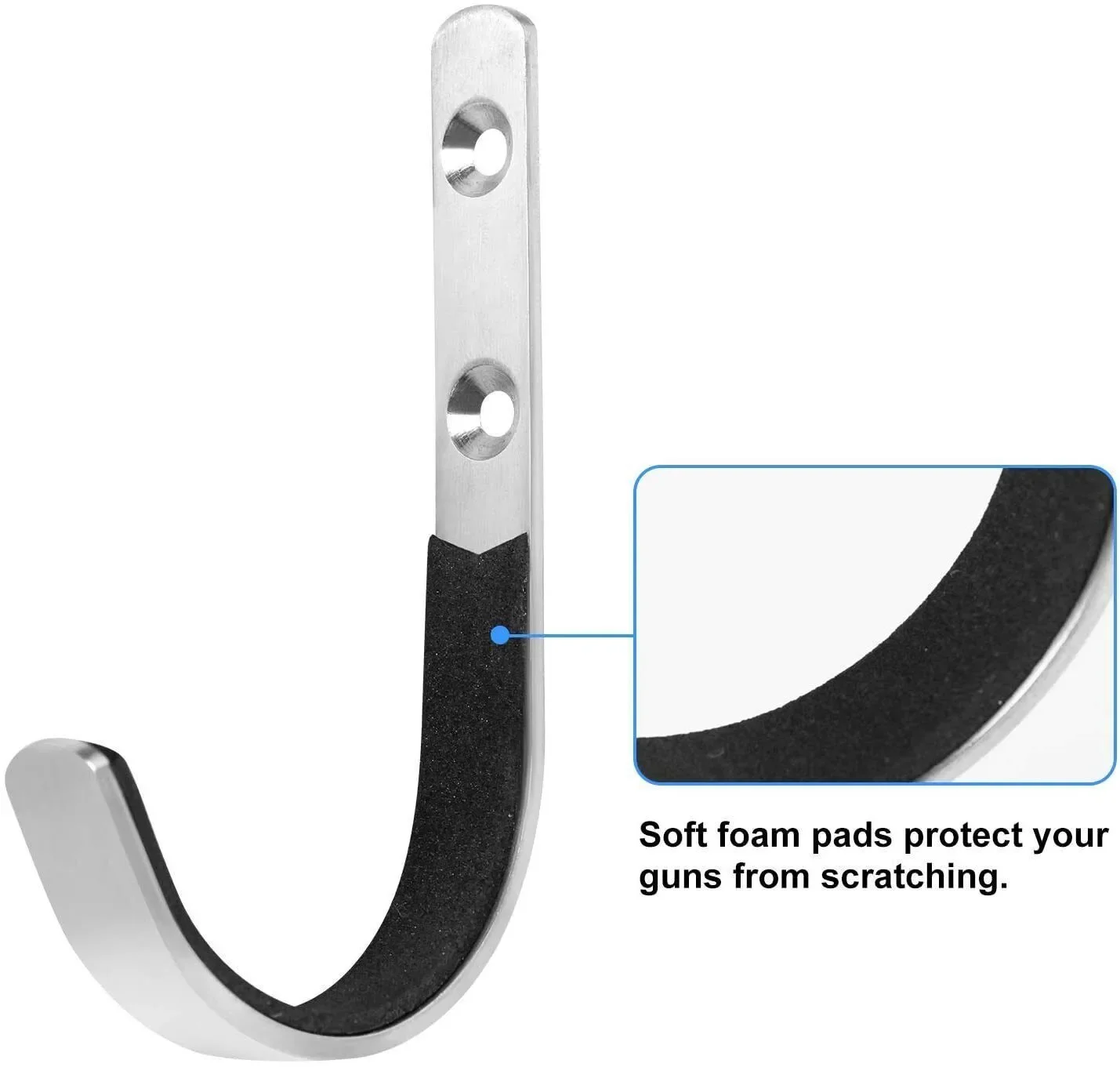 Rack de arma de montagem na parede, ganchos de metal para pendurar e armazenar suporte de arma de aço resistente com estofamento macio, ferramenta de caça