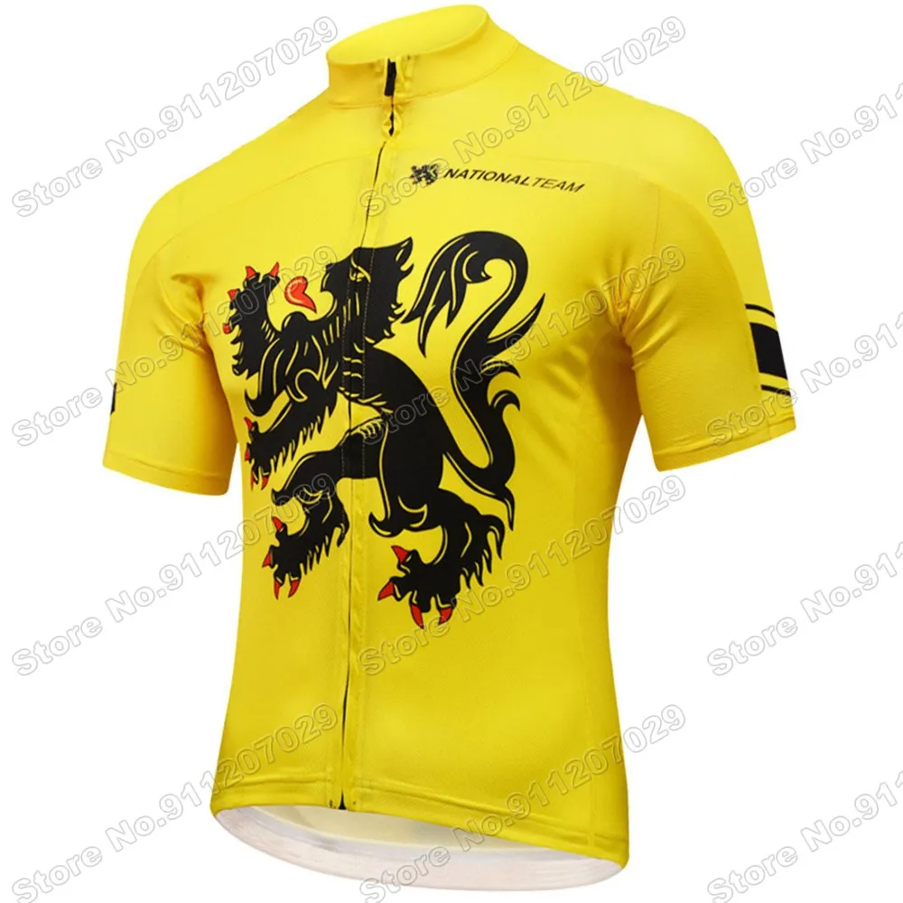 NEW Belgium Flanders Team 2023 Cycling Jersey Set Summer Bicycle Clothing Road Bike Shirts Suit Bicycle Bib Shorts MTB Maillot