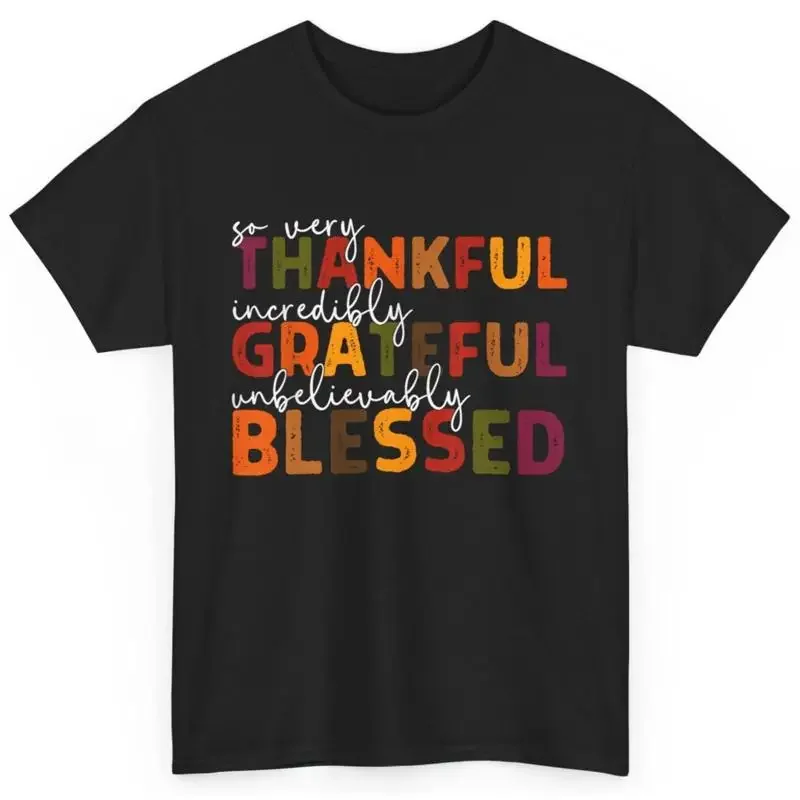 Thankful Grateful Blessed T Shirt Thanksgiving