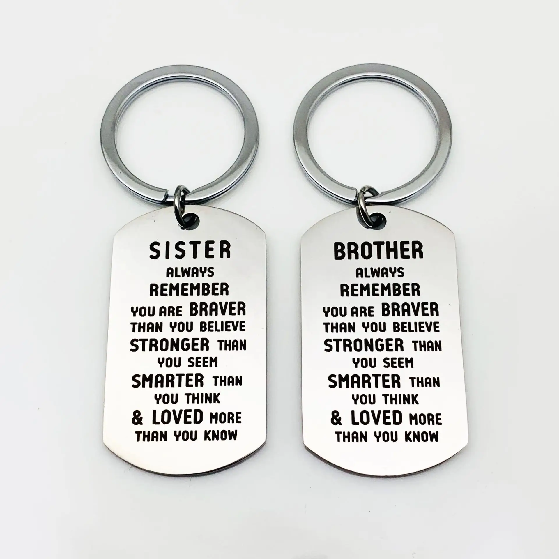 New Diy stainless steel Key Chain brother/sister Remember you are brave  keychain bag car key Ring party gift K2195