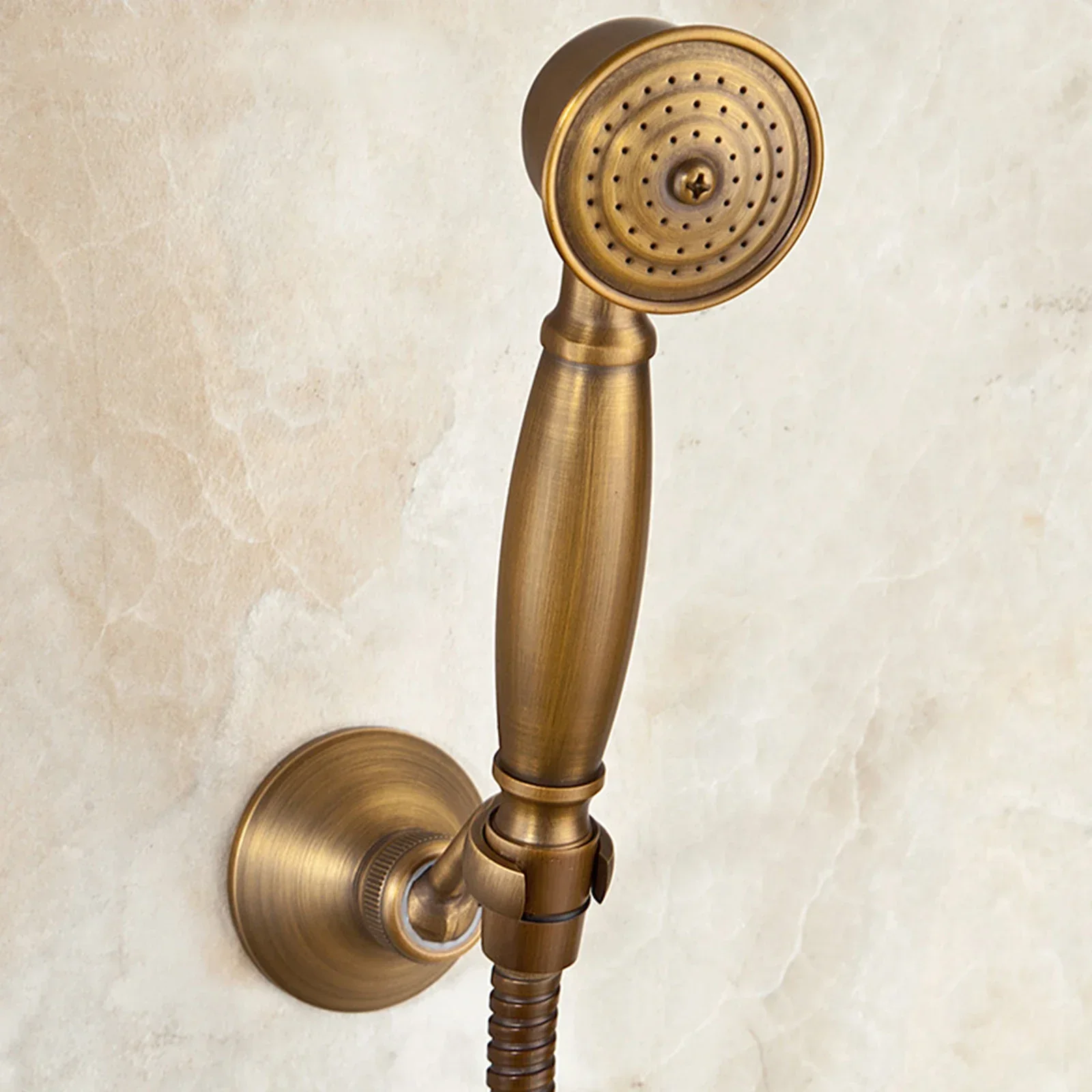 1pc Retro Style Shower Head Holder Pure Copper Adjustable Elegant Handheld Shower Bracket Rose Gold Antique Bronze Black Bath