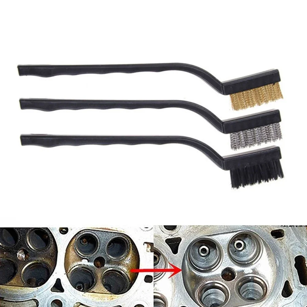 Escova De Aço Inoxidável De Cobre E Nylon, Escova De Dentes Industrial, Rust Scrub Remove, Ferramentas De Limpeza Manual, Punho De Plástico, 7 ", 1 Pc, 3Pcs