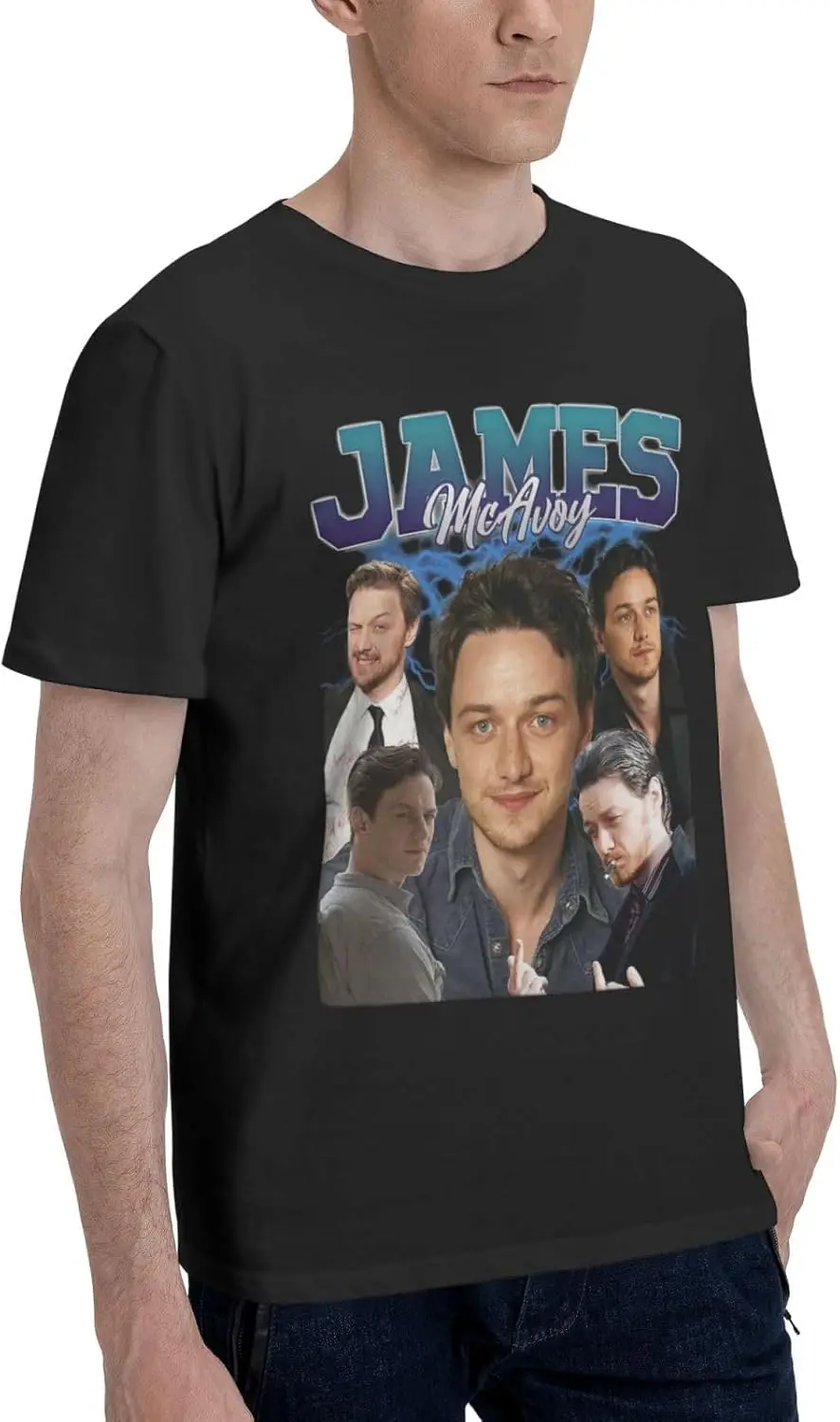 Men's Shirt James Actor McAvoys T-Shirt Simple Design Vintage Printed Skin-friendly Short Sleeve