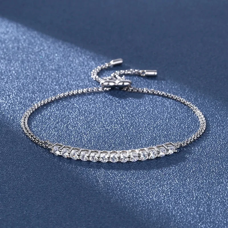 

Apaison Full Moissanite Women Tennis Bracelets 925 Sterling Silver Adjustable Bangles Jewelry