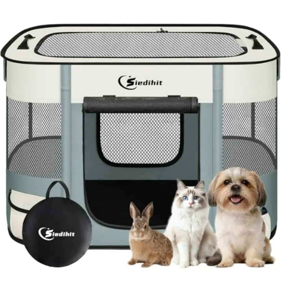 

Cat Pet Puppy Pen, Portable Playpens for Dogs Indoor Outdoor Travel Camping Use, Foldable Dog Kennel Tent Crate for Rabbit Anim