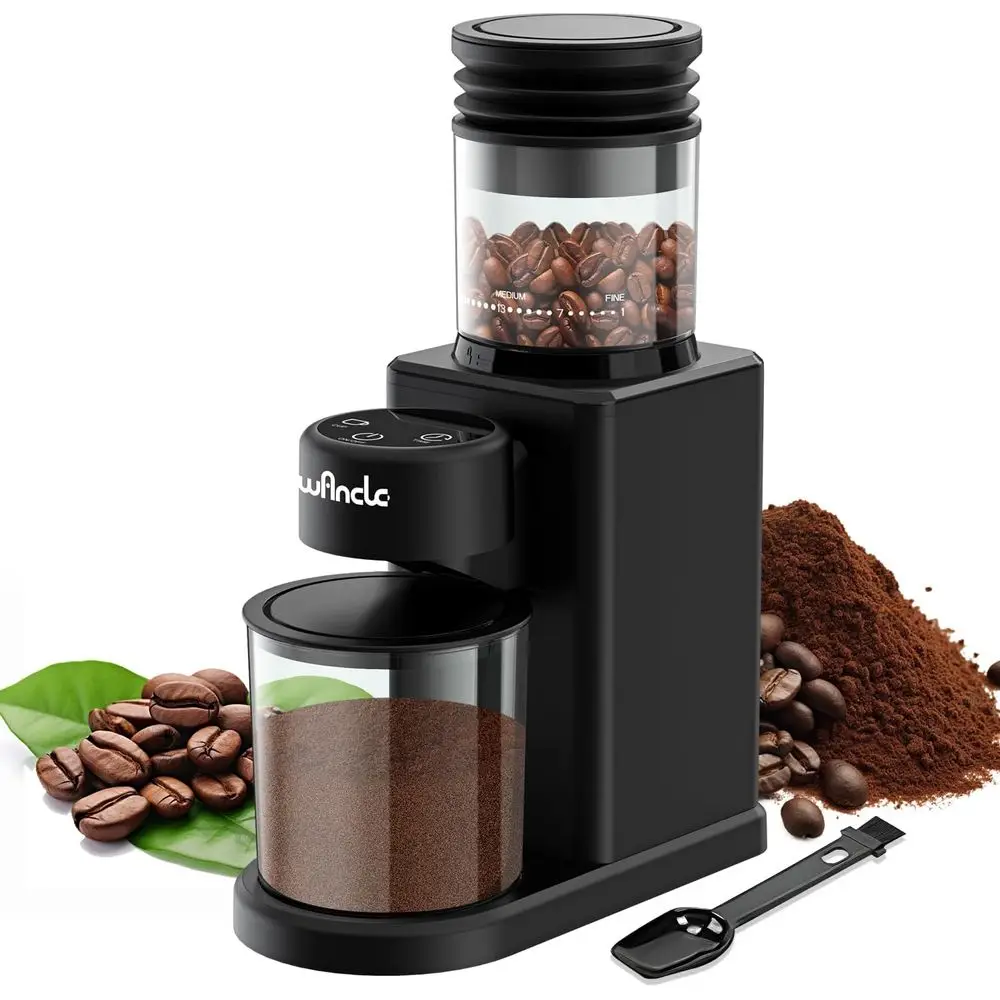 

Conical Burr Coffee Grinder Touch Edition - 25 Grind Settings, Precision Timer, Anti-Static, Compact with Air Blower, 200W Motor