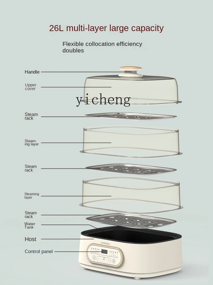 ZC-vaporera eléctrica multifuncional para el hogar, olla de vapor inteligente de gran capacidad de tres capas