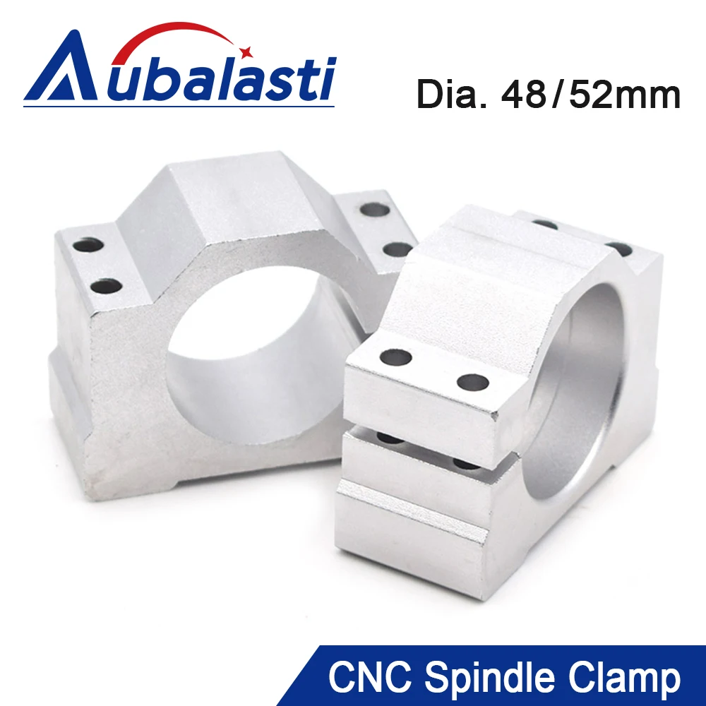 Aubalasti CNC Router Machine Spindle Clamp Diameter 48mm 52mm Spindle Motor Clamp for 300w 400w 500w 600w Motor Mounts Bracket
