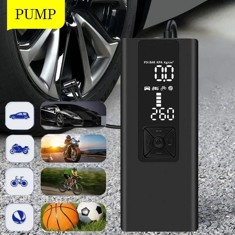 

Электрический самоходный насос для автомобильных шин, портативный воздушный компрессор высокой мощности, автомобильный воздушный насос, универсальный автомобильный воздушный инжектор