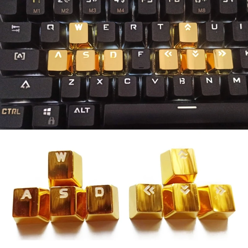 8PCS WASD Mechanical Keyboard Keycaps Durable Zinc-Alloy Keycap Set Professional Backlit Arrows Keycap Repair Replacement