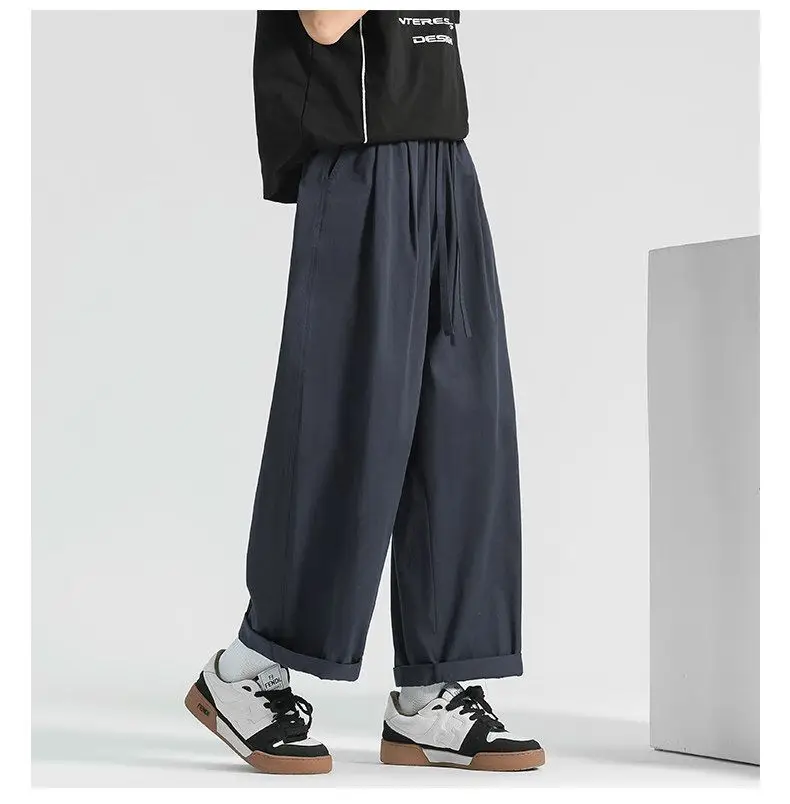 2026 Summer Thin Pants Men's Pure Cotton Wide-leg Nine-point Balloon Pants Men's Casual