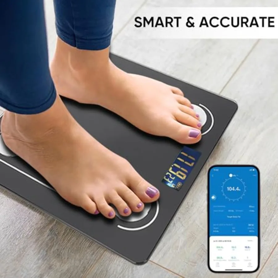 Smart Bluetooth Body Fat Scale Digital Weight Scale With App Tempered Glass Platform And Full Body Composition Analysis