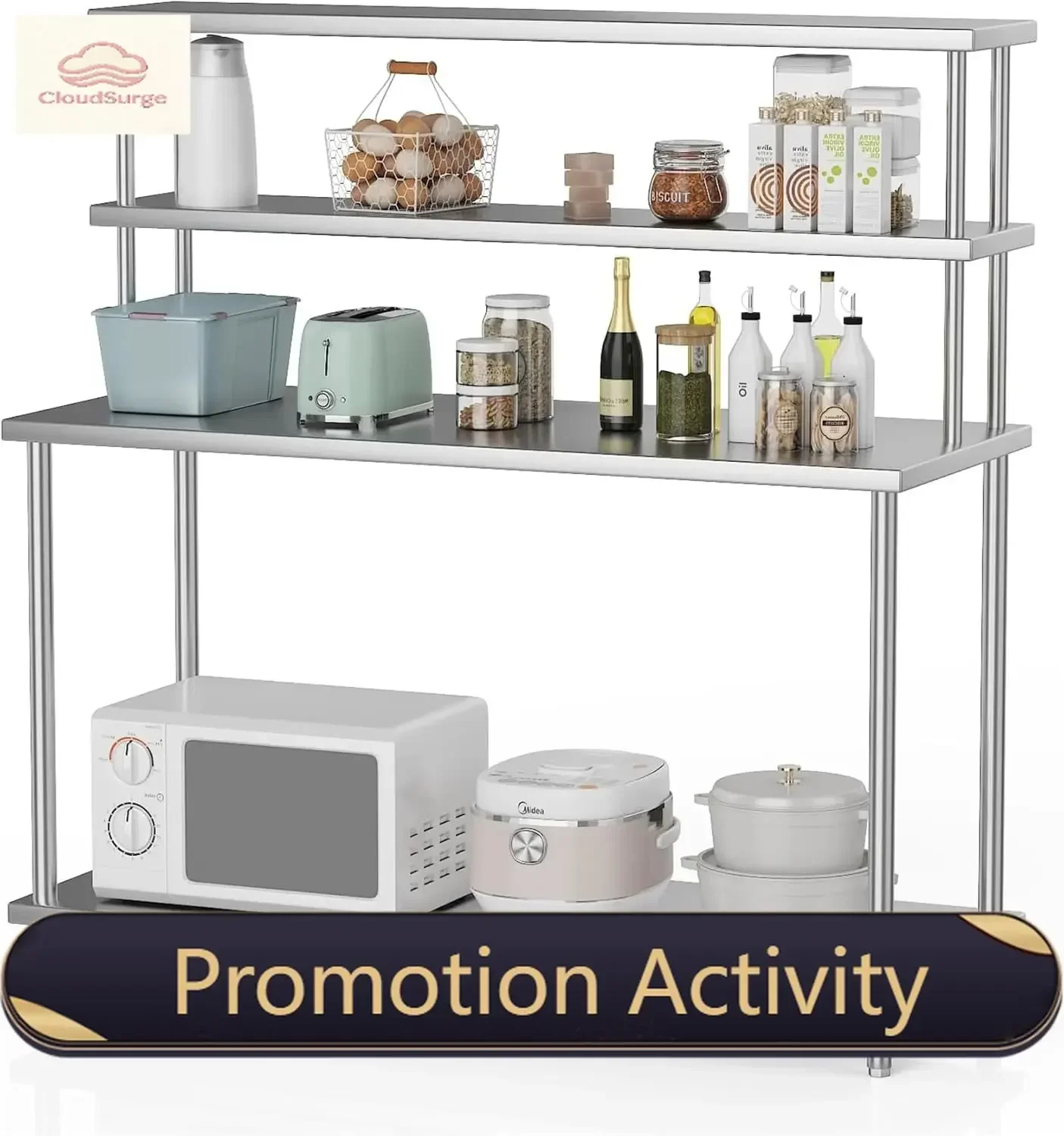 

Stainless Steel Table with Overshelves, 60" X 24" Commercial Work & Prep Table with Adjustable Shelf, Heavy Duty Storage Rack fo