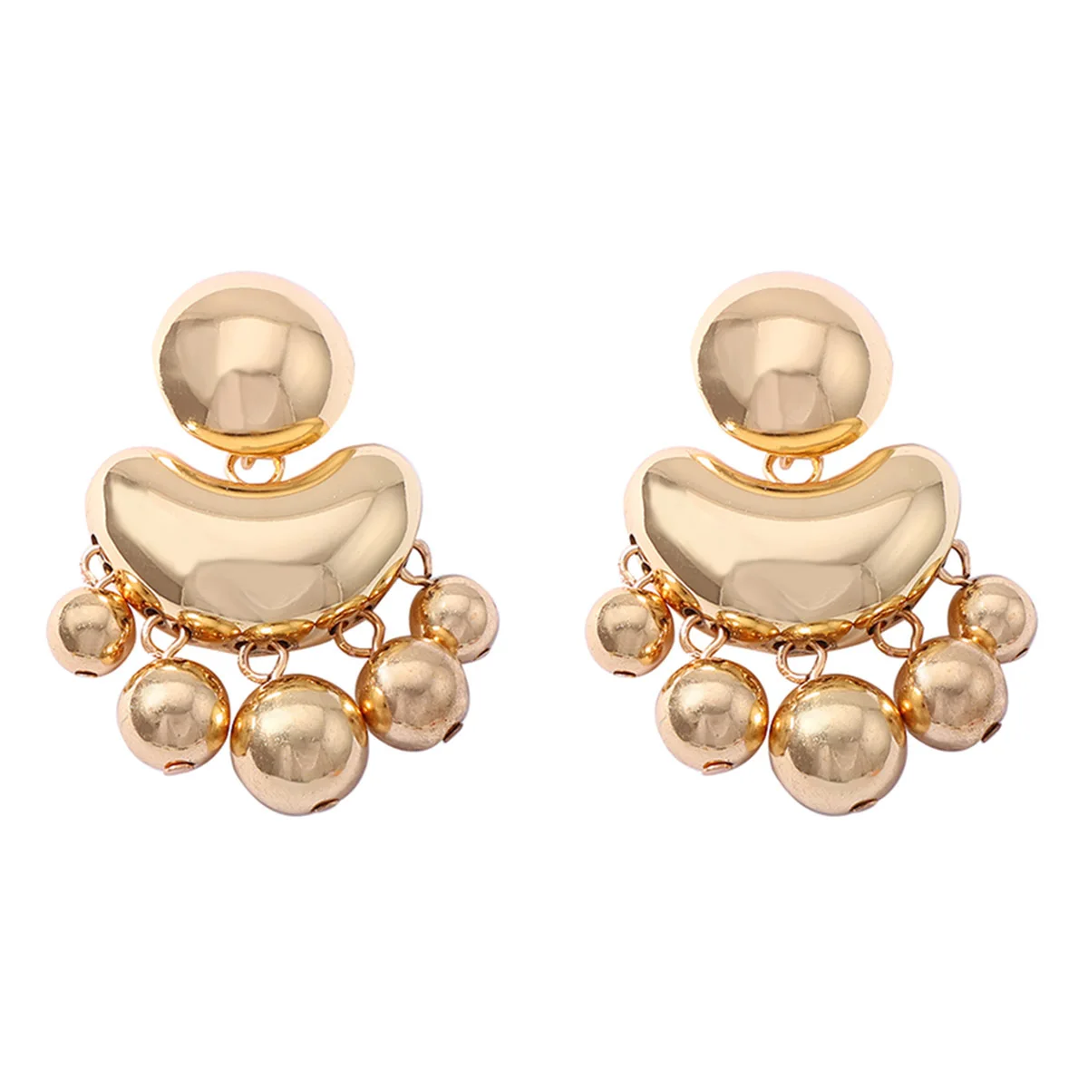 Neuheiten: Klobige Metall-Kugel-Quasten-Ohrringe für Damen, Übertriebener Statement-Schmuck, Festliche Geschenke – Detail 6
