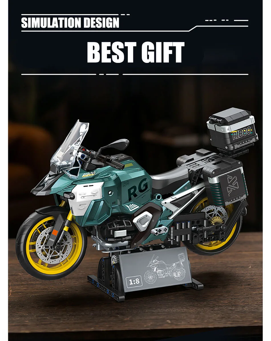 Technisches 831-teiliges 1/8 Maßstab R1300 Touring Motorrad Modellbausatz MOC City GS Motorrad Spielzeug Geschenke für Jungen – Detail 12