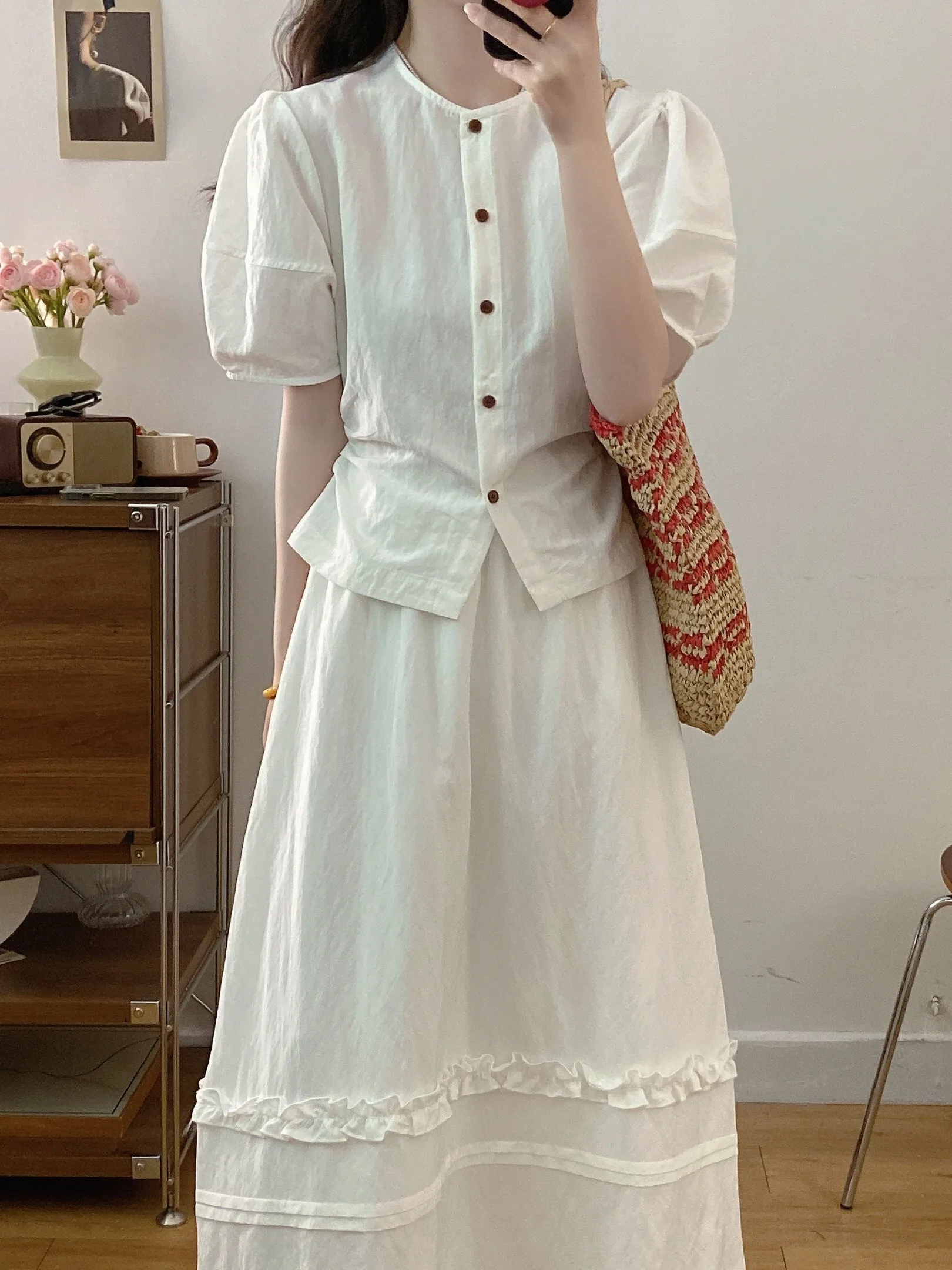 Conjunto de csa de emaecimento plus size e saia de cintura alta f moda outono coleção conjunto de duas peças fabr...