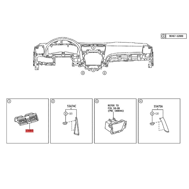 

Durable 55660-06030 Car Dashboard Air Conditioning Outlet Panel For Toyota Camry 2007-2013 Air Vent Grille Cover US Version Car