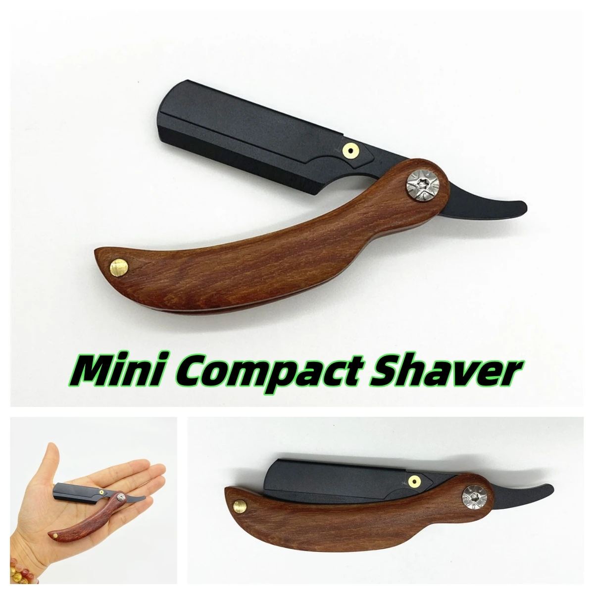 Men's Mini Compact Manual Razor Straight Edge Stainless Steel Barber Razor Folding Razor with Blade Razor