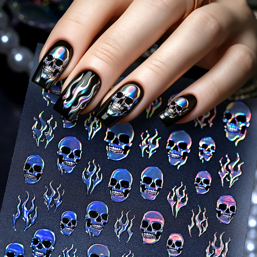 สติ๊กเกอร์ติดเล็บลายหัวกะโหลกเ - Nail Art Gothic บทวิจารณ์และราคา