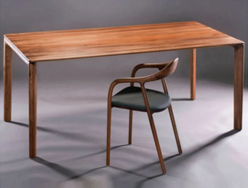 Japanese pure log dining table Nordic modern simple rectangular solid wood table