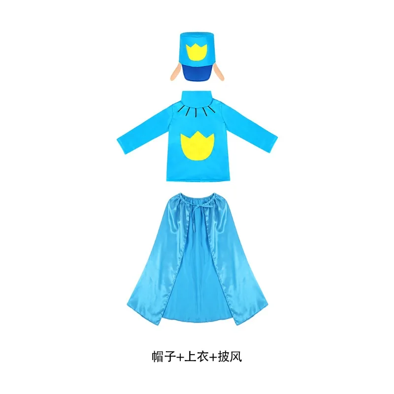Dog Cosplay Costume Police Dogs Blue Hat Top Cloak Full Set Uniform Role Play Outfit Stage Performance Clothes Theme Party