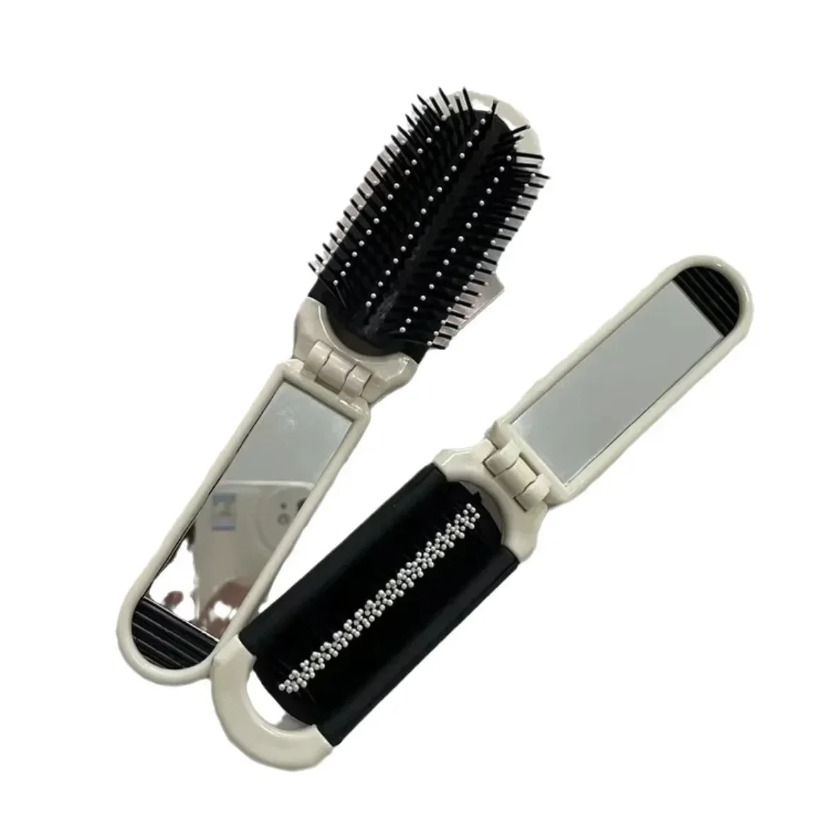 Foldable Luxury Portable Air Cushion Hair Brush with Mirror, Smoothing and Massaging Comb in One