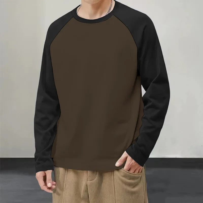 

Colorblock T-shirts O Neck Long Sleeves Tshirts Men's Loose Tops Casual Shirts Simple Pullovers Men's Undershirts Sweatshirts