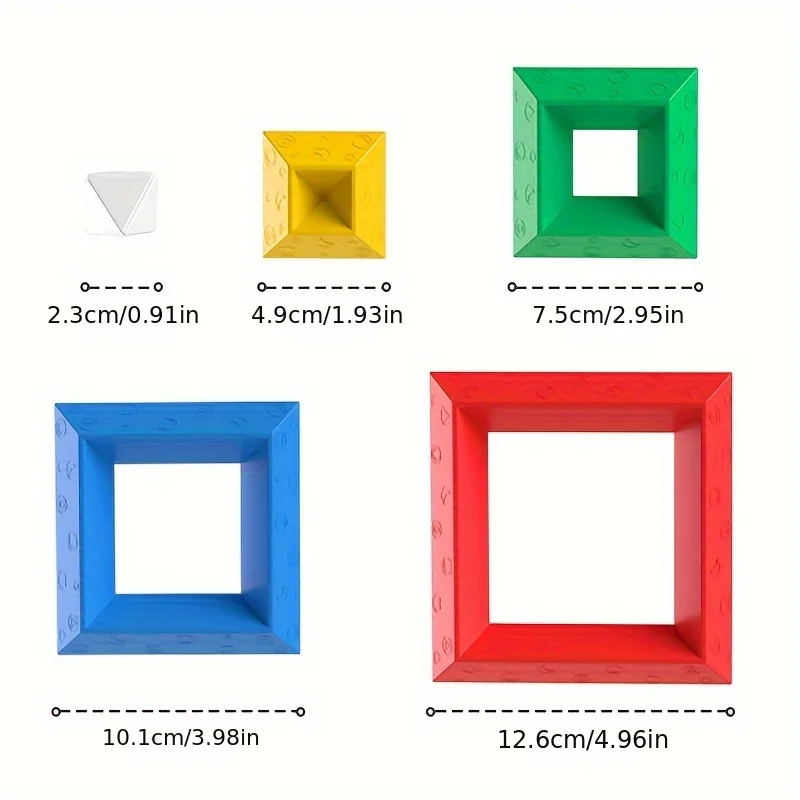 Pyramid Stacking Building Blocks Tower for Toddlers, 3D Geometry Space Game Montessori Educational Toys, Holiday Gift for Kids