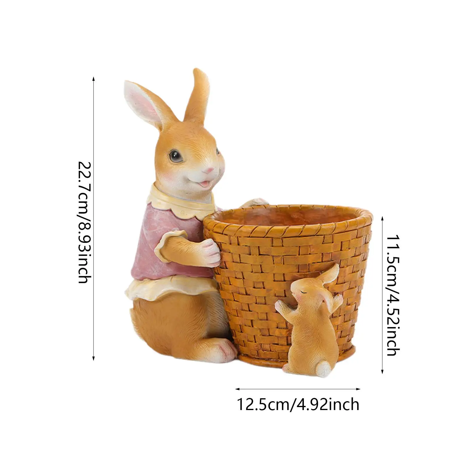 وعاء النبات وعاء الزهور حاوية الديكور أرنب الراتنج مع وعاء زراعة السلة