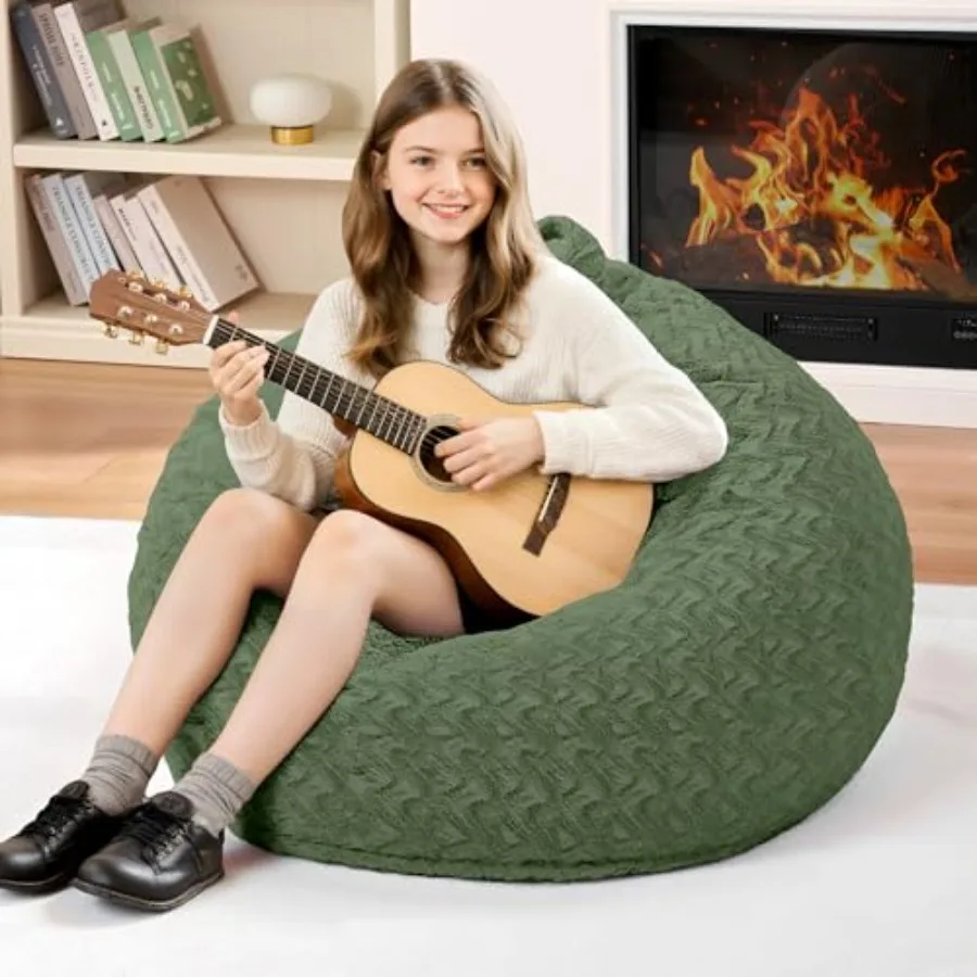 

2FT Bean Bag ChairGiant Bean Bag Chairs for Adults Big Bean Bags with Memory Foam Filled Large Beanbag Chairs with Chevron Plus