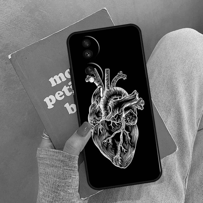 حافظة فنية على شكل قلب تشريح بشري لهاتف Honor Magic 8 5 6 7 Pro لهاتف Honor 400 200 Lite 50 70 90 X8a X8b X9a X9b X9c