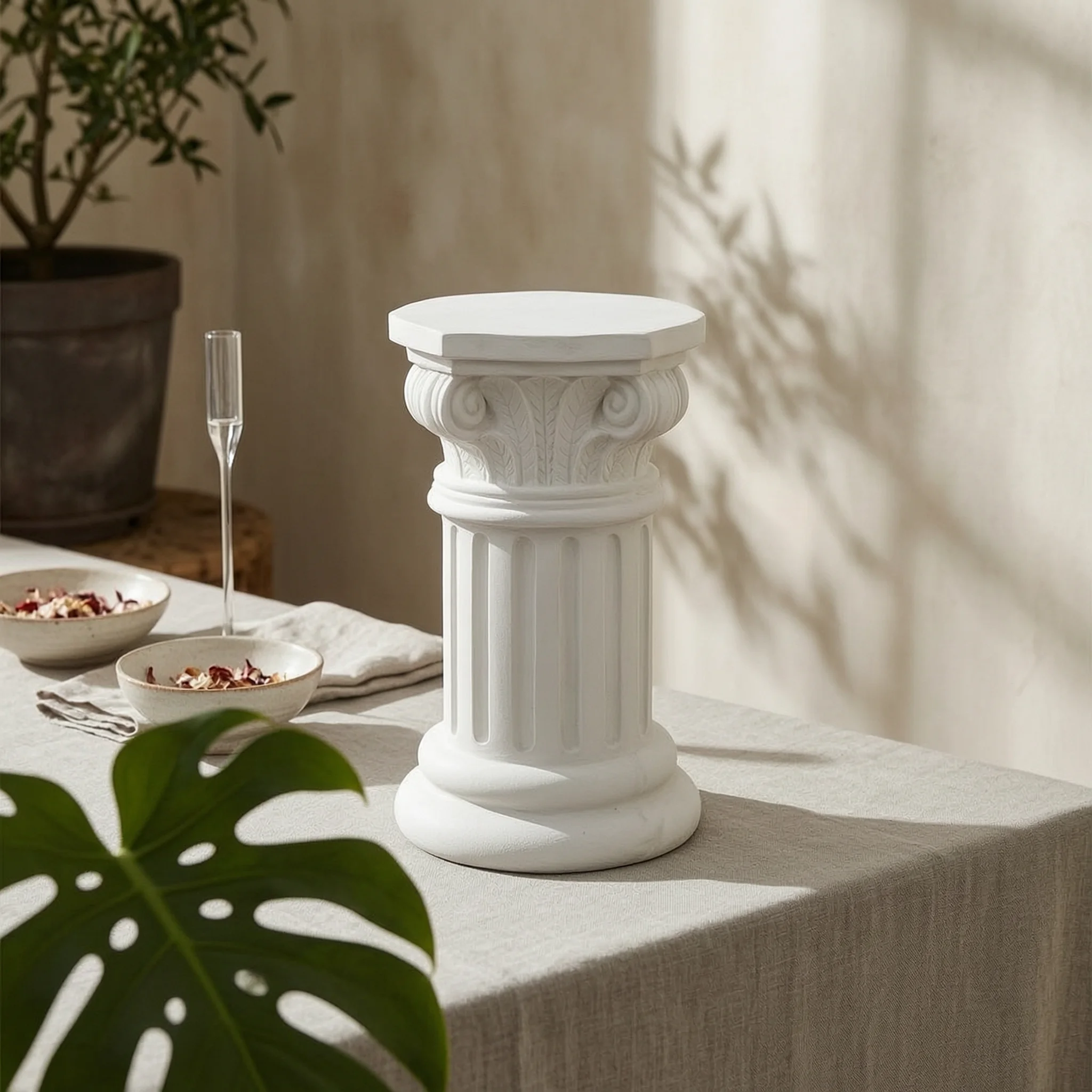 Roman Column Pedestal Carved Fluted Column Decor Roman Pillar Decor Antique Scroll Leaf