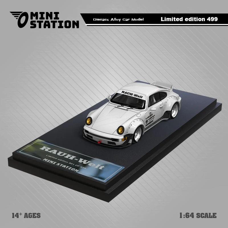 MiniStation 1:64 Porsche RWB 964 ducktail version of Cyberpunk alloy car model