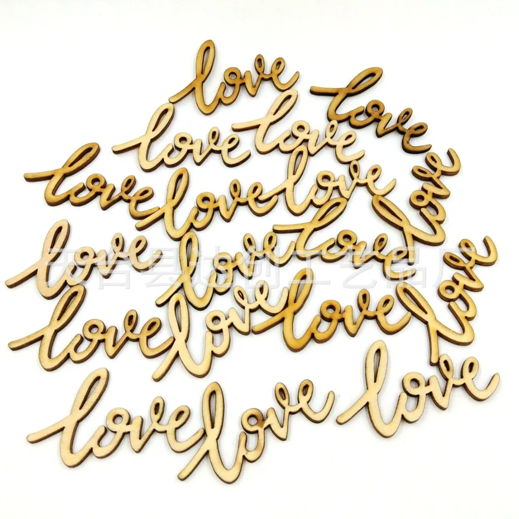 Spot venta al por mayor fichas de madera amor madera europea y americana alfabeto inglés artesanía fichas de madera decoración de accesorios de escena del Día de San Valentín