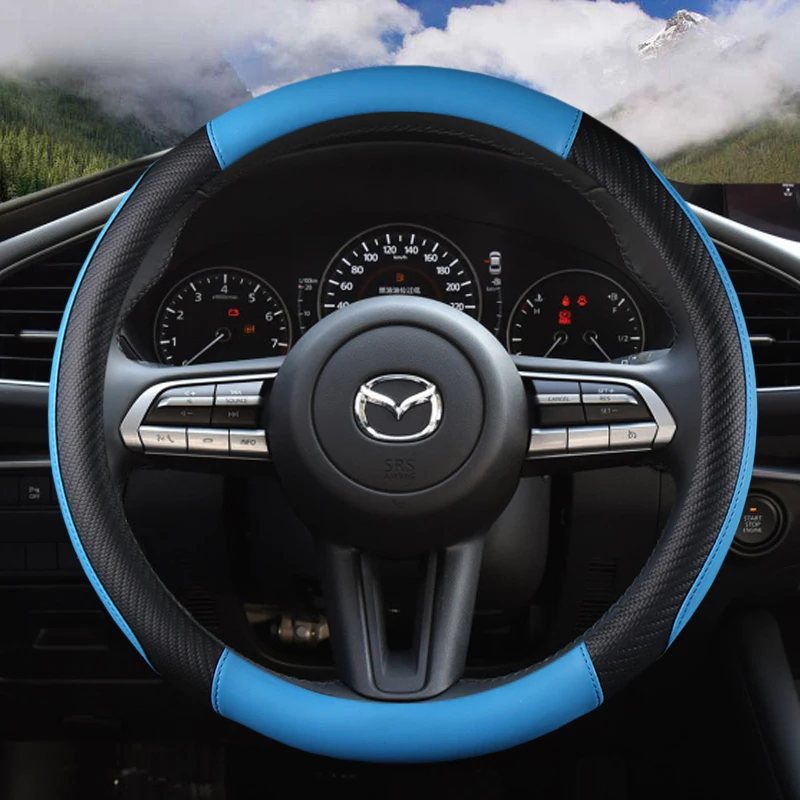 PU Leather Car Steering Wheel Cover For Mazda 3 Axela 2019 2020 2021 CX-30 2020 2021MX-30 CX-5 CX-50 2021 Auto Accessories