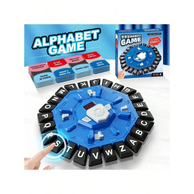 

Halloween Christmas Gift Spanish English Crazy Alphabet Board Game Sound Light Blue Black Interactive Puzzle Game Word Challenge