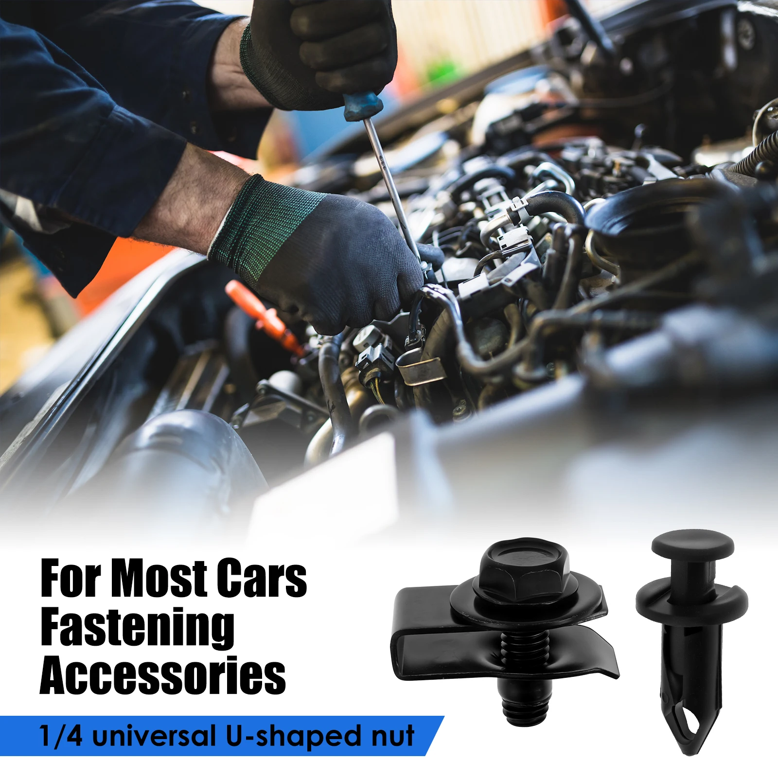 

60 шт. крепежные детали для кузова, автомобильные винты и болты, автомобильные зажимы, пластиковые заклепки, универсальные U-образные гайки для крышки двигателя/разбрызгивателя