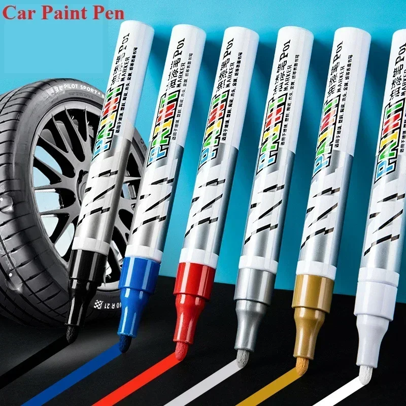 

Car paint scratches repair brush pen waterproof water paint marker pen car tire tread care automotive black white red silver.,/