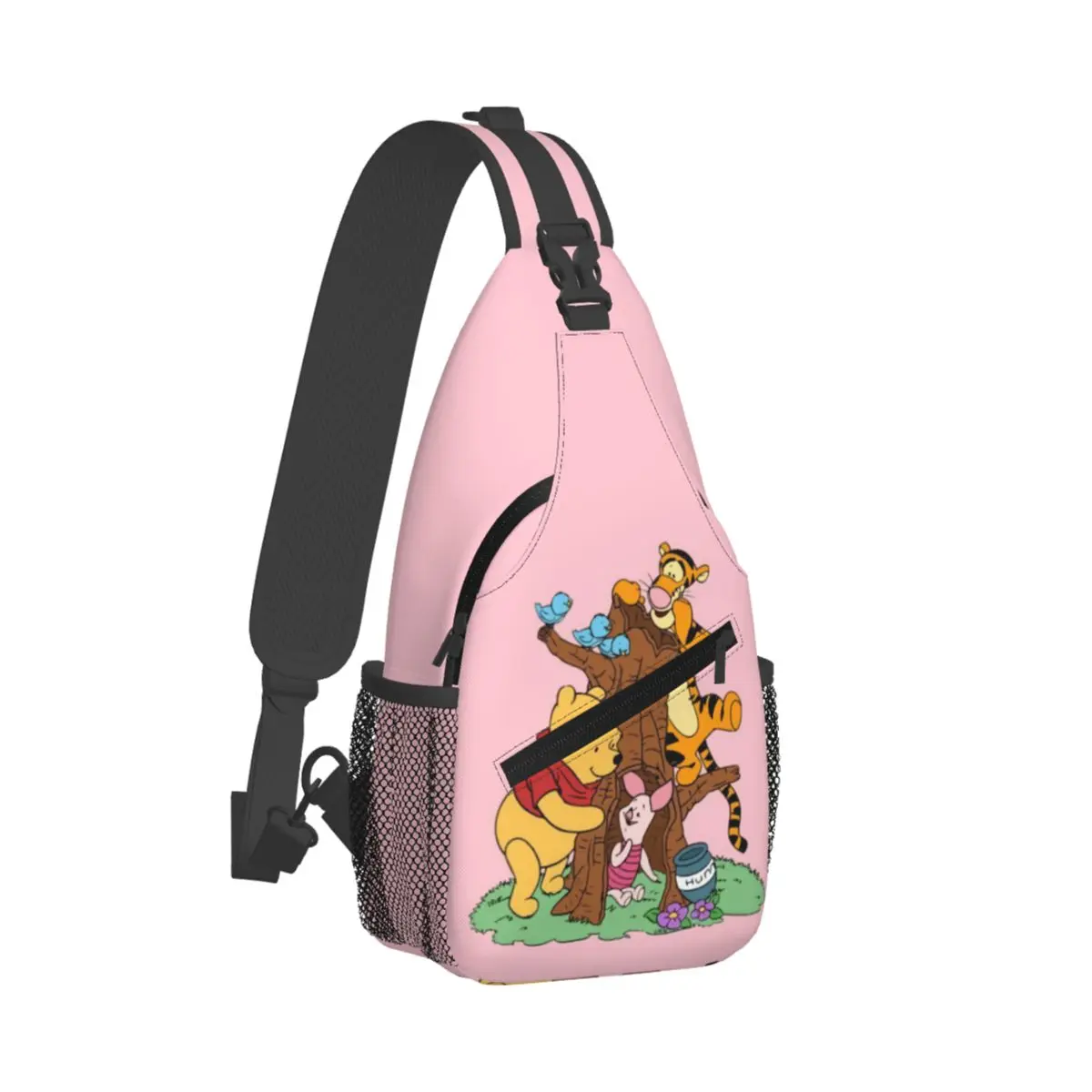 Custom Winnies Poohs Bear Shoulder Backpack Women Men Fashion Shoulder Chest Bags for For Traveling Hiking Anime Manga Sling Bag