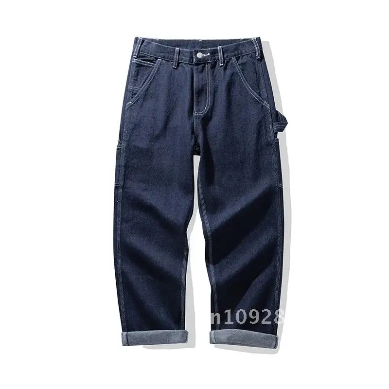 OKONKWO Original Denim Multi Workers Pants AMEKAJI Railway Hiking Overalls Camping Trekking Pocket Striped Trousers Work Outdoor