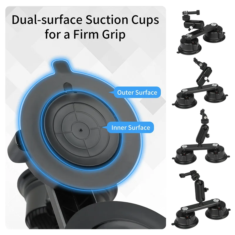 ABKQ-Suction Car Mount For Insta360 X5, X4, X3, One RS,R For Gopro Camera Suction Mount Kit For Action Camera Selfie Stick