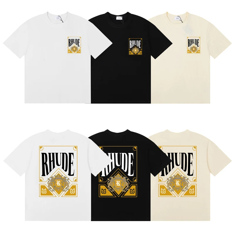2026 New Arrival RHUDE Men’s T-Shirt Vintage International Sailing Graphic Print Black Casual Short Sleeve Top