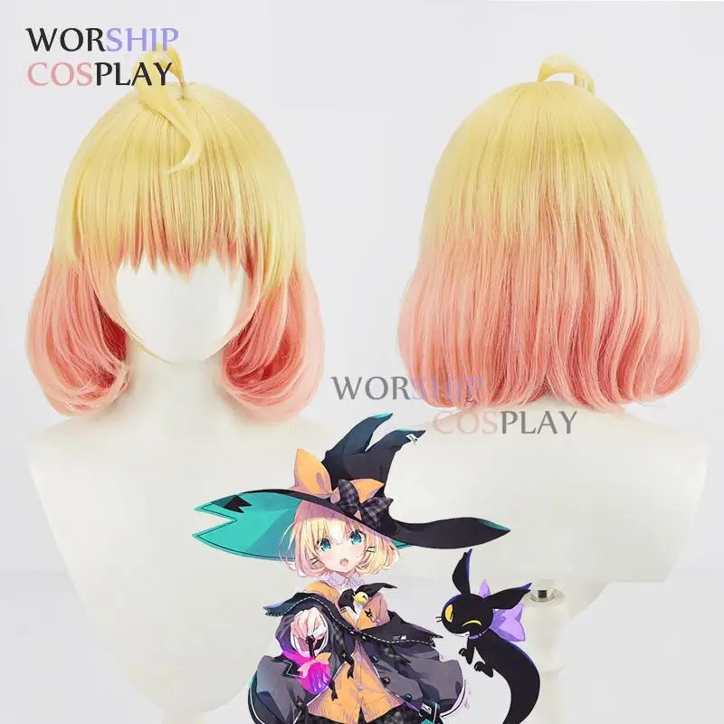 New YouTuber NIJISANJI Millie Parfait Cosplay Wig Ethyria Black Cat Short Hair Kitty Golden Pink Bobo 2022 NIJISANJI Idol Vtuber