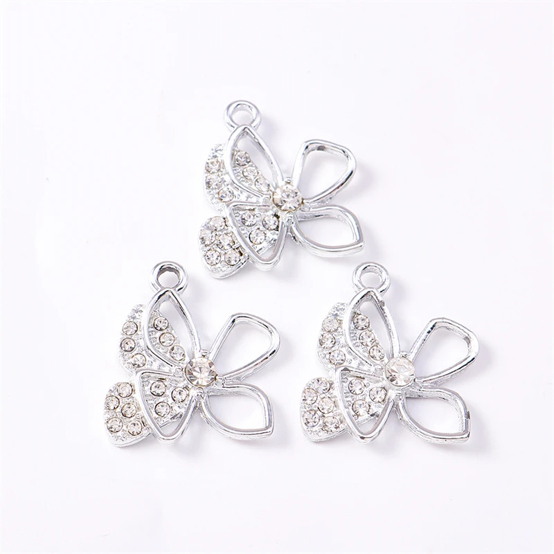 10 Stück 17x20mm Niedliche Kristall-Metall-Tier-Schmetterlings-Anhänger für Schmuckherstellung, Halsketten, Ohrringe, Armbänder, DIY-Bastelarbeiten, Geschenk – Detail 4