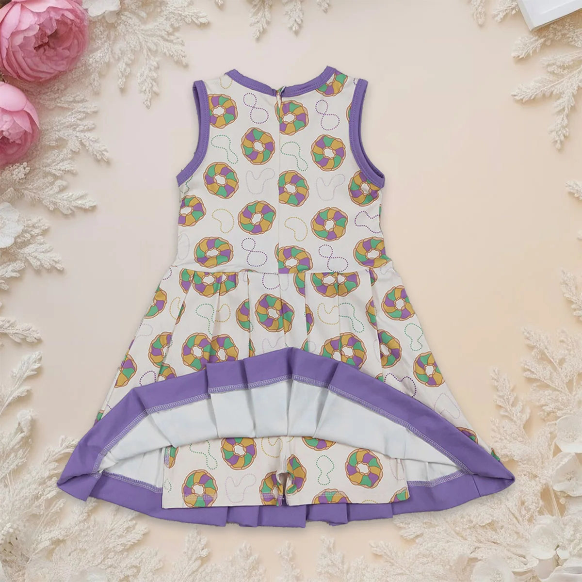 

Юбка для активного отдыха без рукавов для маленьких девочек, Марди Гра, детское платье до колена с пончиками на молнии сзади, одежда